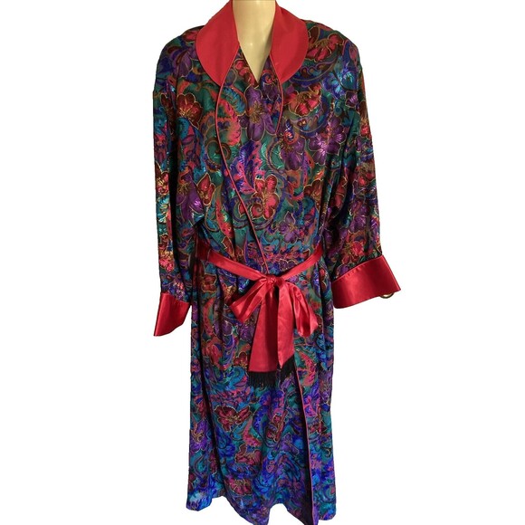 Victoria's Secret GOLD LABEL Vintage Full Length Belted Robe Floral M/L - Picture 1 of 8